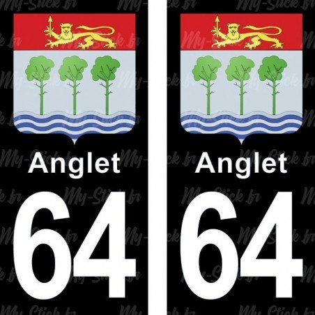 Blason Anglet - Stickers plaque immatriculation 64