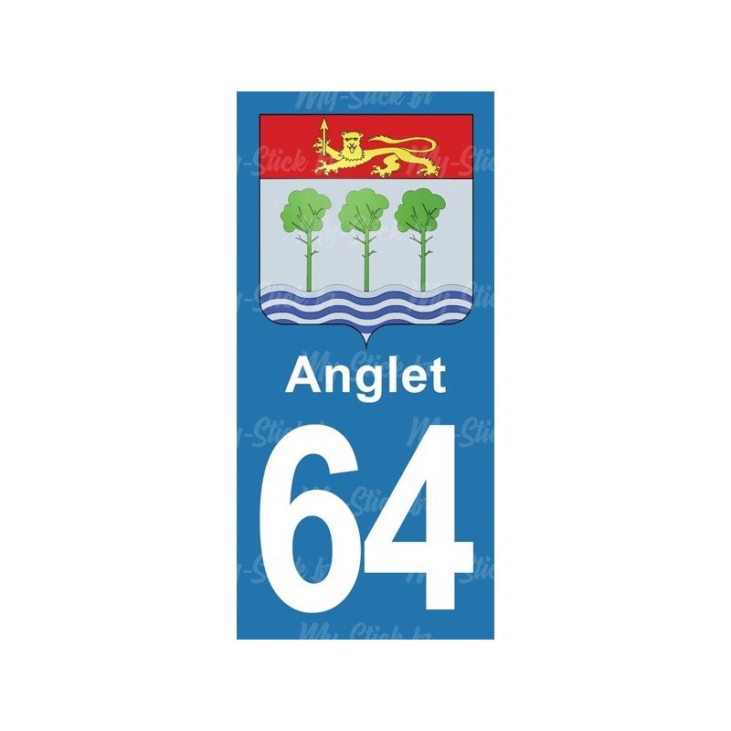 Blason Anglet - Stickers plaque immatriculation 64