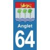 Blason Anglet - Stickers plaque immatriculation 64