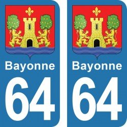 Blason Bayonne - Stickers plaque immatriculation 64