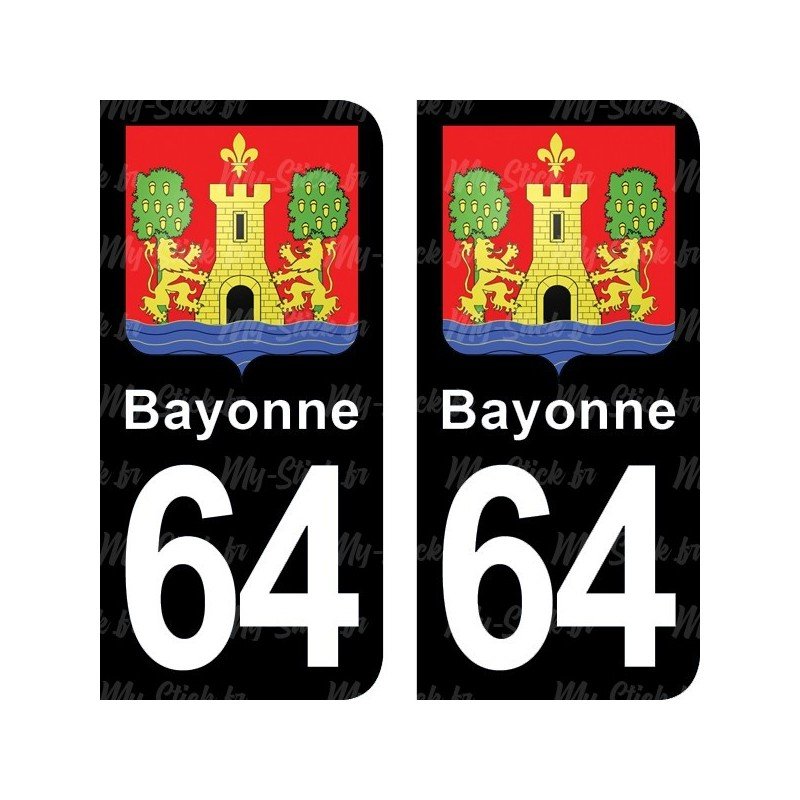 Blason Bayonne - Stickers plaque immatriculation 64