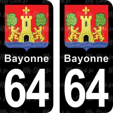 Blason Bayonne - Stickers plaque immatriculation 64