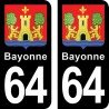 Blason Bayonne - Stickers plaque immatriculation 64