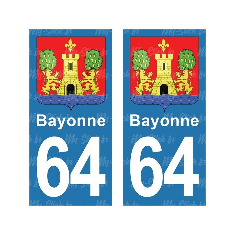 Blason Bayonne - Stickers plaque immatriculation 64