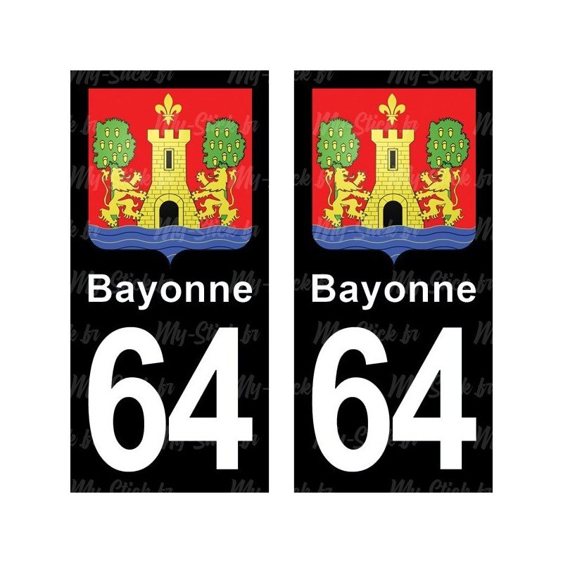 Blason Bayonne - Stickers plaque immatriculation 64