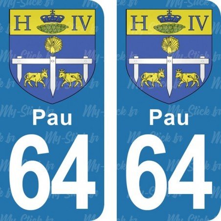 Blason Pau - Stickers plaque immatriculation 64