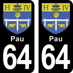 Blason Pau - Stickers plaque immatriculation 64