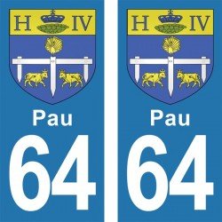 Blason Pau - Stickers plaque immatriculation 64