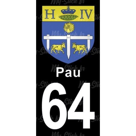 Blason Pau - Stickers plaque immatriculation 64