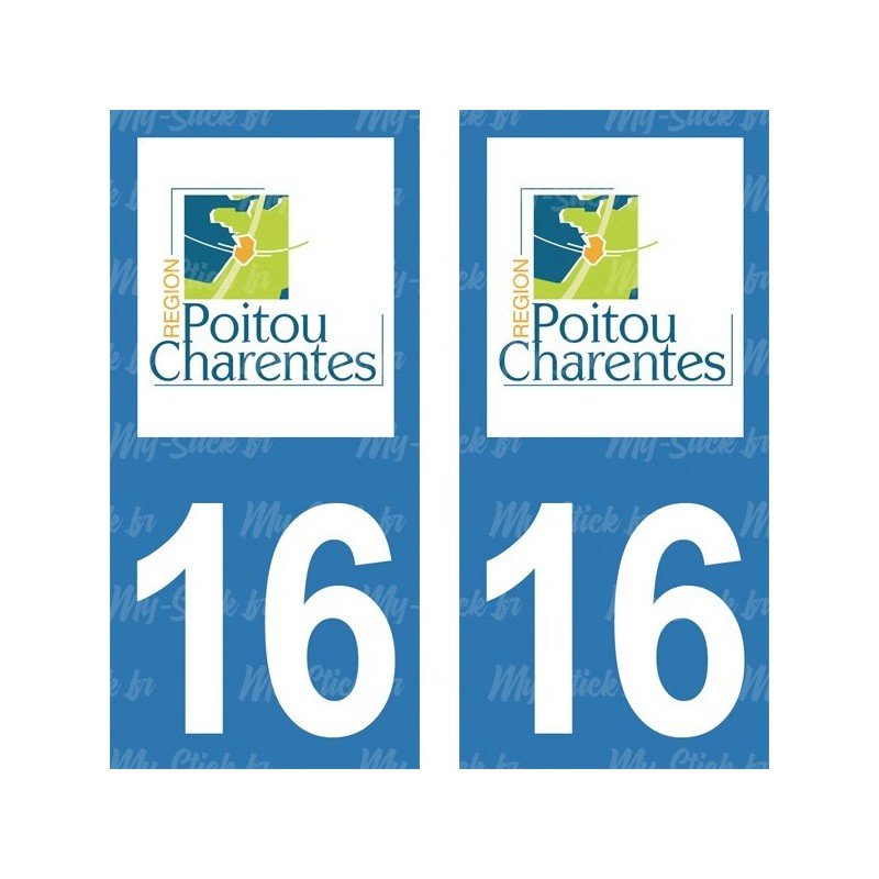 Stickers plaque immatriculation Charente 16