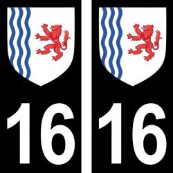 Blason stickers plaque immatriculation 16