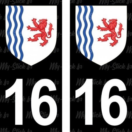 Blason stickers plaque immatriculation 16