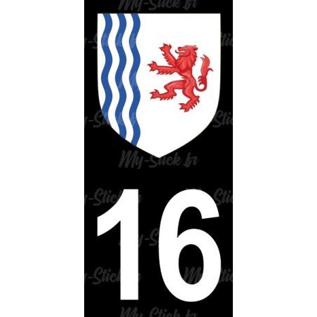 Blason stickers plaque immatriculation 16