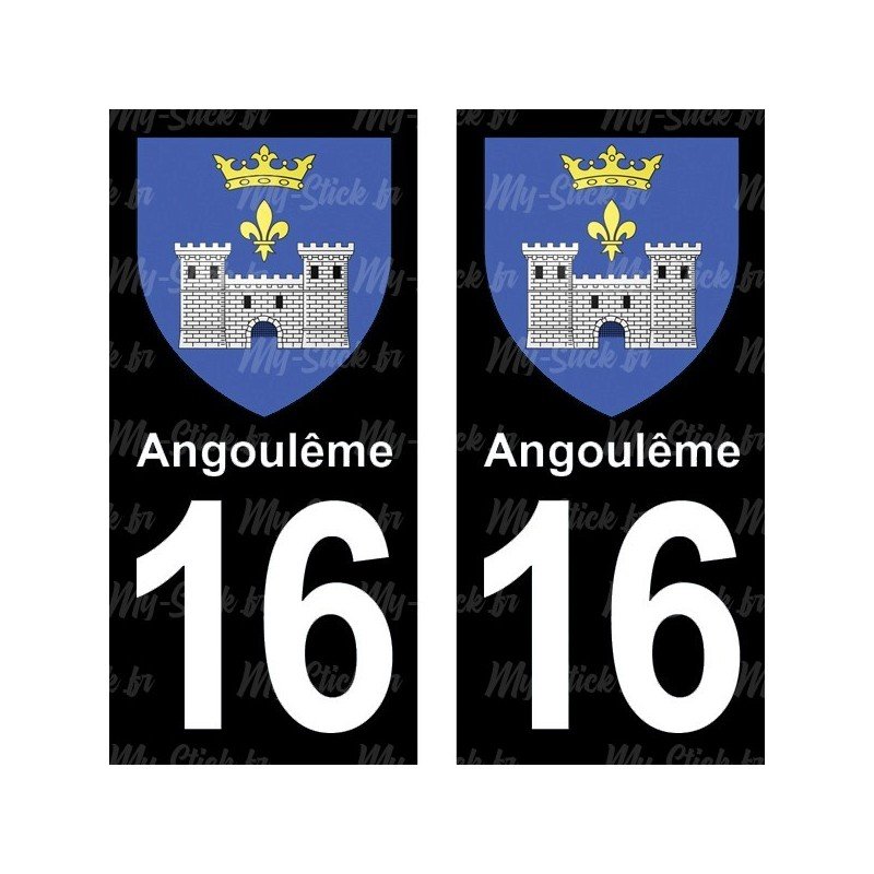 Blason Angoulême - Stickers plaque immatriculation 16