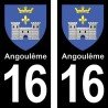 Blason Angoulême - Stickers plaque immatriculation 16