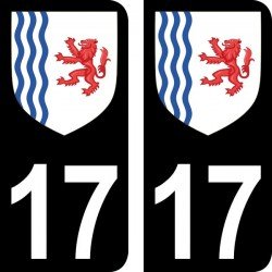 Blason stickers plaque immatriculation 17