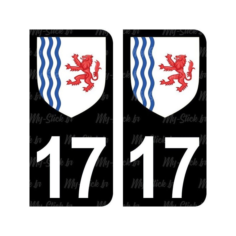 Blason stickers plaque immatriculation 17