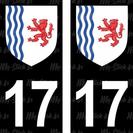 Blason stickers plaque immatriculation 17