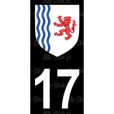 Blason stickers plaque immatriculation 17