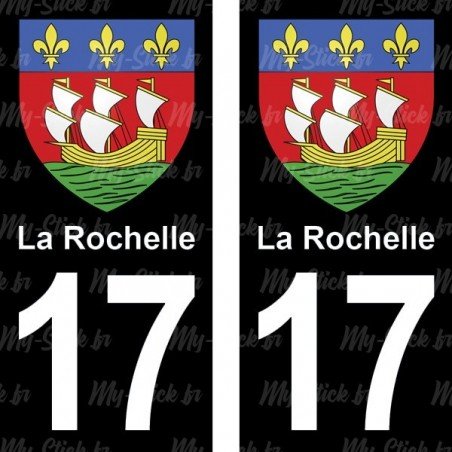 Blason la Rochelle - Stickers plaque immatriculation 17