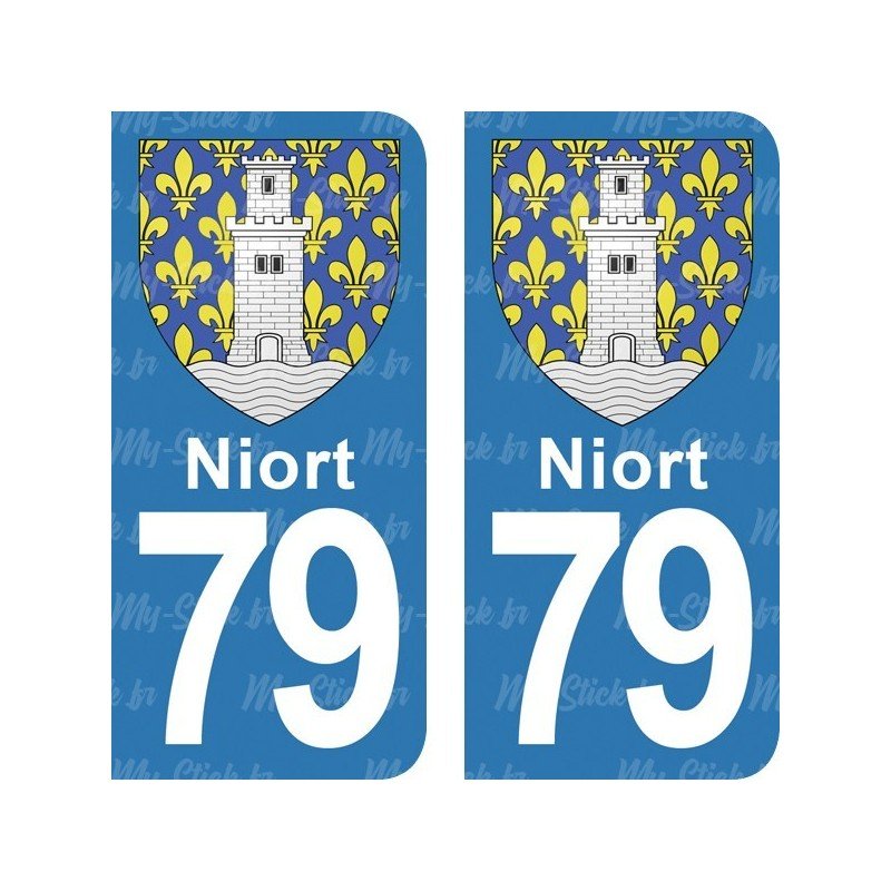 Blason Niort - Stickers plaque immatriculation 79