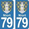 Blason Niort - Stickers plaque immatriculation 79