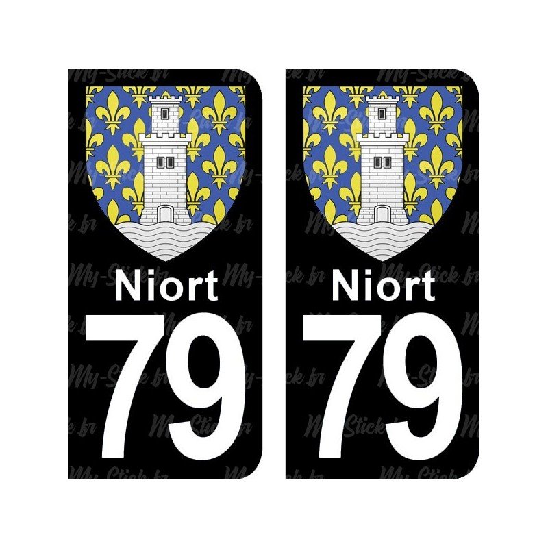 Blason Niort - Stickers plaque immatriculation 79