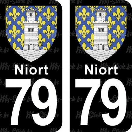 Blason Niort - Stickers plaque immatriculation 79