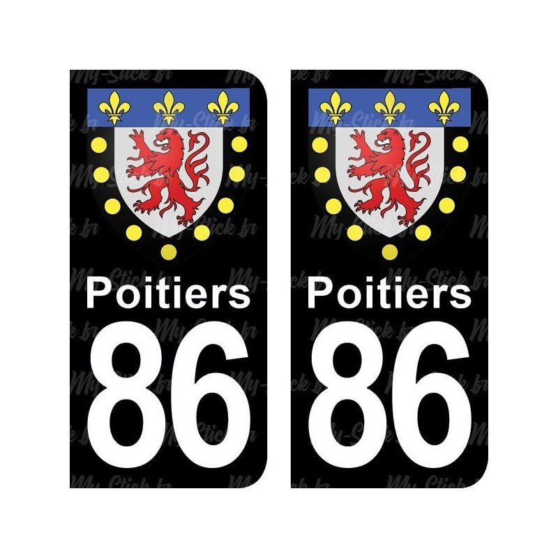 Blason Poitiers - Stickers plaque immatriculation 86