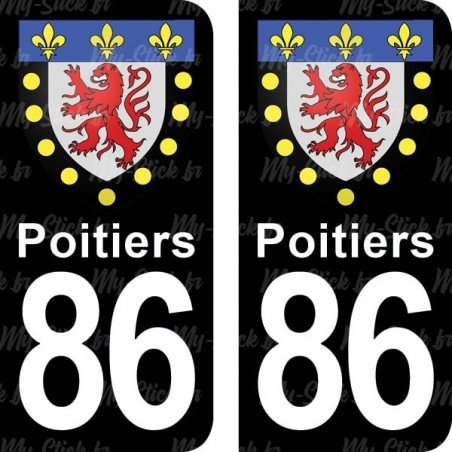 Blason Poitiers - Stickers plaque immatriculation 86