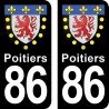 Blason Poitiers - Stickers plaque immatriculation 86