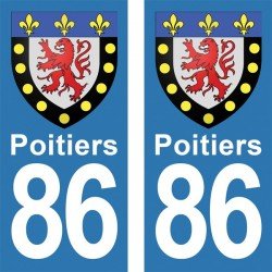 Blason Poitiers - Stickers plaque immatriculation 86