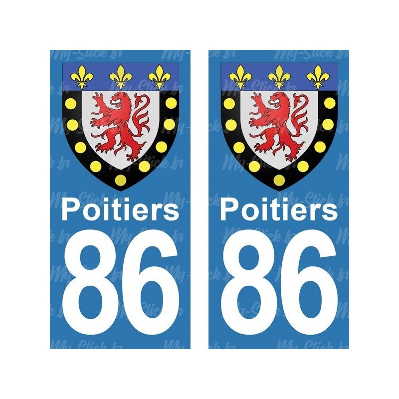 Blason Poitiers - Stickers plaque immatriculation 86