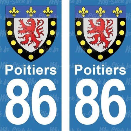 Blason Poitiers - Stickers plaque immatriculation 86
