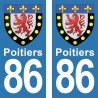 Blason Poitiers - Stickers plaque immatriculation 86