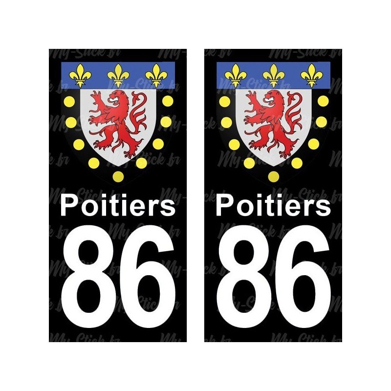 Blason Poitiers - Stickers plaque immatriculation 86