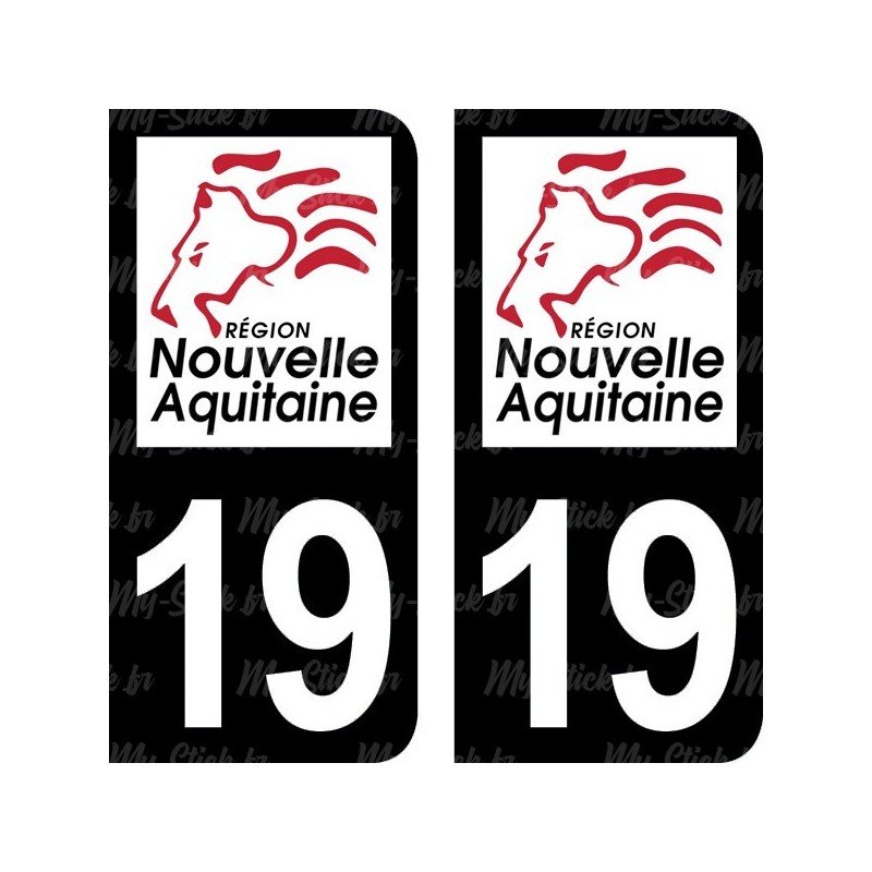 Stickers plaque immatriculation 19