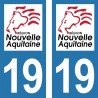 Stickers plaque immatriculation 19