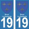 Blason Brive-la-Gaillarde - Stickers plaque immatriculation 19