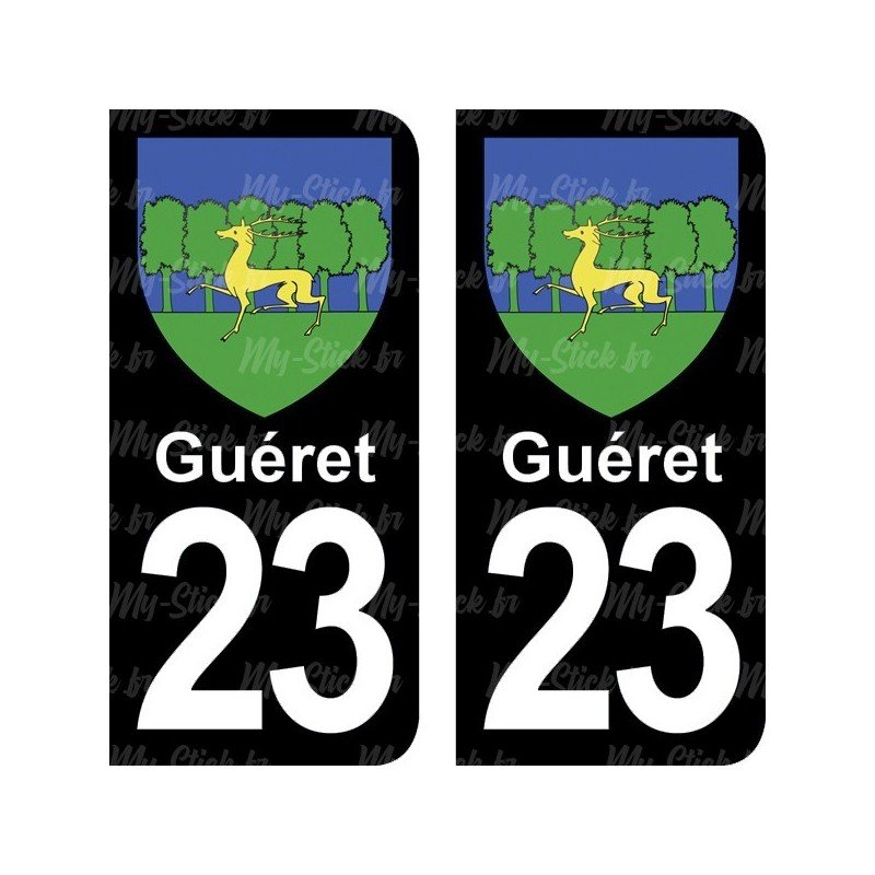 Blason Guéret - Stickers plaque immatriculation 23