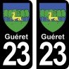 Blason Guéret - Stickers plaque immatriculation 23