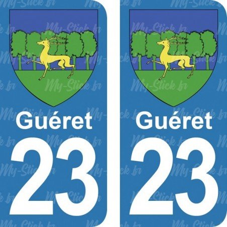 Blason Guéret - Stickers plaque immatriculation 23