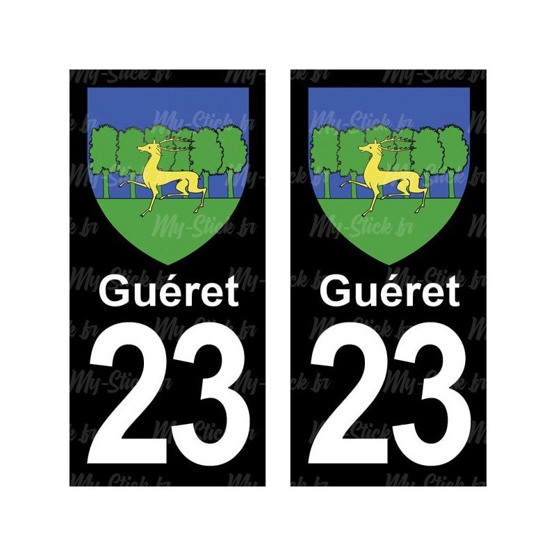 Blason Guéret - Stickers plaque immatriculation 23