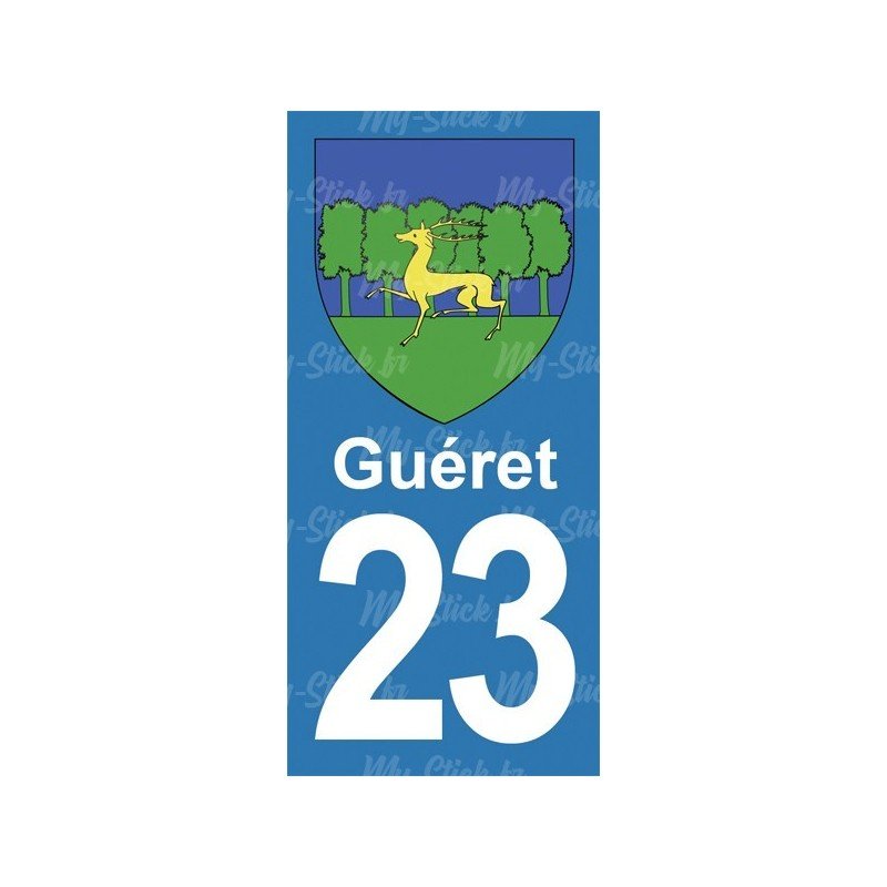 Blason Guéret - Stickers plaque immatriculation 23