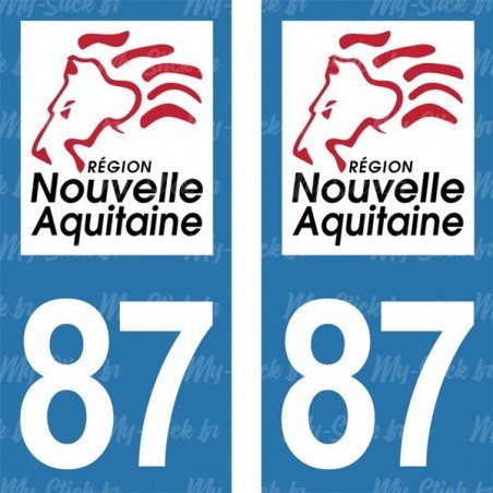 Stickers plaque immatriculation 87