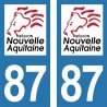 Stickers plaque immatriculation 87