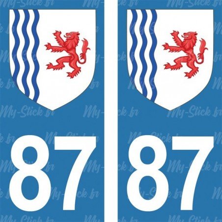 Blason stickers plaque immatriculation 87