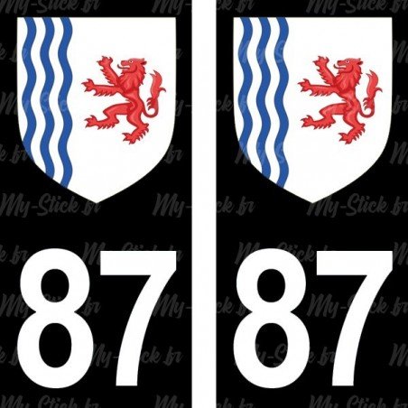 Blason stickers plaque immatriculation 87