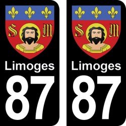 Blason Limoges - Stickers plaque immatriculation 87