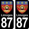 Blason Limoges - Stickers plaque immatriculation 87